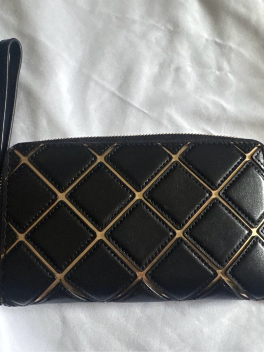 Michael Kors Black Quilted Wristlet with Gold Accents